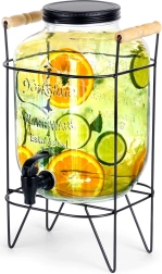 Glasdrikkedispenser med hane og sort stativ 5,5 l