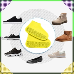 Vandtætte silikoneovertræk til sko, skridsikre, størrelse M, gule