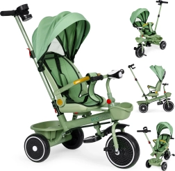 Børnetrehjul 2 i 1 med tag og drejeligt sæde ECOTOYS – grøn