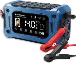 Mikroprocessor-oplader 12 V 15 A med reparation og vedligeholdelse, LCD, til AGM, GEL og LiFePO4