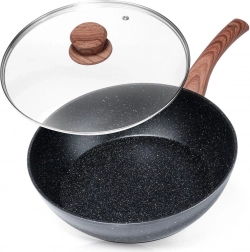 Granitpande med glaslåg BLACK&WOOD 28 cm, 3,5 l