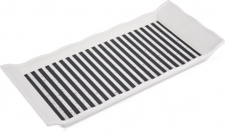 Rektangulært serveringsfad 29,5 × 13 cm med sort-hvide striber