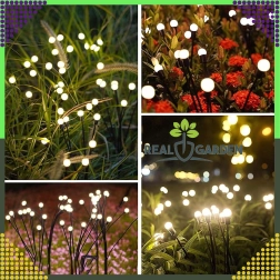 Solare havelamper med jordspyd, kugleform, 6 LED, skumringssensor, 2 stk.