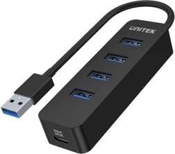 Unitek uHUB Q4 aktiv USB-hub 4× USB‑A 3.0 med strømforsyning 10 W