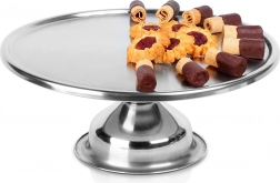 Rustfrit stål kagefad på fod 33 cm