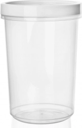 Plastikfødevarebeholder med tætningsring og skruelåg 1 l