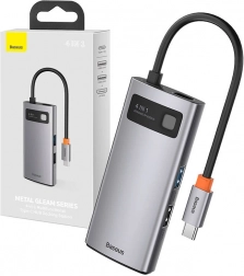 USB-C hub 4-i-1 BASEUS Metal Gleam med HDMI, USB 3.0 og PD 100 W