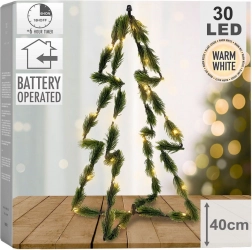 Lysende grøn juletræ 30 LED 40 cm