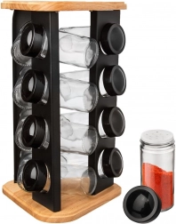Drejestativ til krydderier med 12 glasbeholdere Black