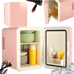 Elektrisk bærbar mini køleskab 2-i-1 lyserød 4L