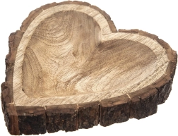 Bakke af mangotræ med hjertemotiv i barkdekor 22 × 22 × 3 cm