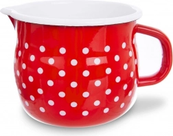 Emaljeret kande med hældetud rød med prikker 1,9 l