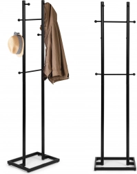 Fritstående metalgarderobestativ 175 cm med 8 knager, sort, ModernHome
