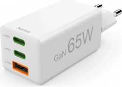 Vægoplader Hama GaN 65 W med Power Delivery og Quick Charge, 2× USB‑C + 1× USB‑A