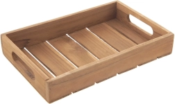 Serveringsbakke i teaktræ 26 × 18 cm