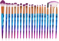 Sæt med 20 makeup børster i Unicorn stil