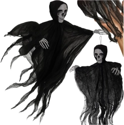 Hængende sort skelet RUHHY 70 cm – halloween-dekoration