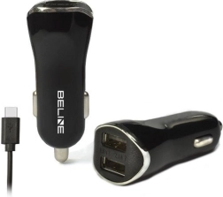 billader 2× USB + USB‑C 2,1 A sort