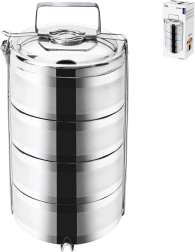 Termisk madbeholder i rustfrit stål Orion med 4 etager, 4 × 1,1 l