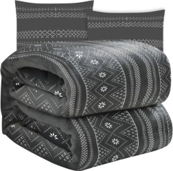 blød vinterplaid med to pudebetræk RUHHY, grå 160 × 200 cm