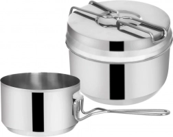 Turistisk rustfri stål mess tin, 3-dele 1,5 l + 900 ml