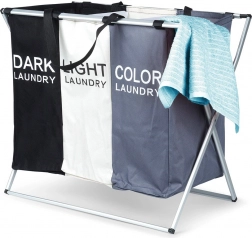 Sammenklappelig tredelt vasketøjskurv 105 l