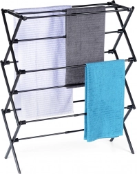 Metalsort teleskopisk sort fritstående tørrestativ til tøj 47–78 × 94 cm