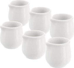 Porcelæns mini mælkekander MONA, hvid, 20 ml, sæt med 6 stk.