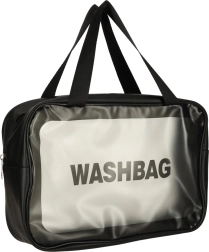 Sæt med gennemsigtige vandtætte kosmetiktasker til rejser 3 stk. sort