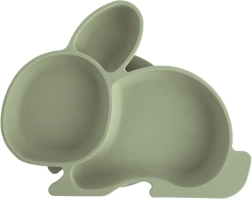 Silikone opdelt børnetallerken med kanin, grøn 23 × 18,5 × 3,5 cm
