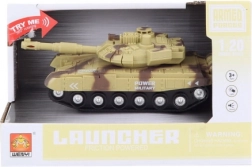 Beige tank på batterier med lys og lyde