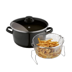 Tadar emaljeret gryde til pommes frites med kurv og låg 22 cm