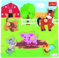 Træ mini-puslespil Gård, 5 brikker