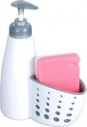 Dispenser til opvaskemiddel med svampeholder 370 ml, hvid