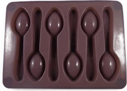 Silikoneform til is og chokolade – skeer, gråbrun