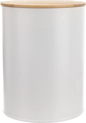 Hvid metalmadbeholder med bambuslåg 2,3 l