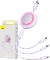 Baseus Bright Mirror II Series 3-i-1 udtrækkeligt hurtigopladningskabel