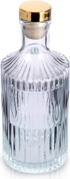 Glasflaske med kork 250 ml, rillet, med gyldent låg
