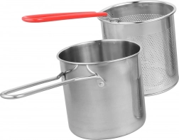 Mini gryde med friturekurv i rustfrit stål