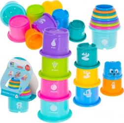 Pædagogiske stabelkopper – tårn med tal og frugter