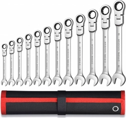 Sæt skraldenøgle-ringgaffelnøgler 8–19 mm, 12 stk.