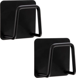 Selvklæbende sorte kroge 4,8 × 4,8 cm, sæt med 2 stk.