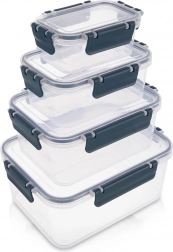 Sæt med 4 madopbevaringsbokse med låg og tætningsring