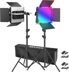Neewer 2×660 pro ii rgb led-lys med stativer 200 cm