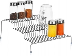 Køkkenhylde i metal, grå, 3 niveauer, 28 × 26 × 11 cm