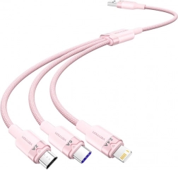 USB-kabel 3-i-1 6A, 1,5 m, lyserød – VENTION
