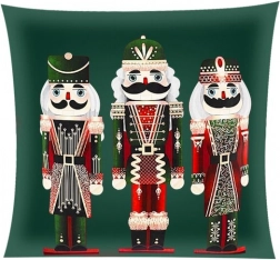 Plys pudebetræk 40 × 40 cm med NUTCRACKER-motiv – Grøn