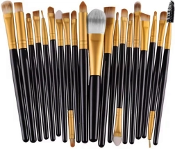 Sæt med 20 makeupbørster i syntetisk hår med etui