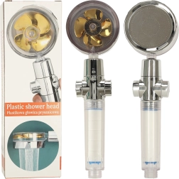 Brusehoved med gylden turbine