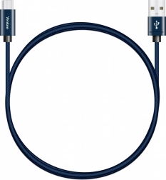 Tekstil USB-A 2.0 / USB‑C-kabel 2 m – hurtig opladning 3 A og dataoverførsel 480 Mb/s